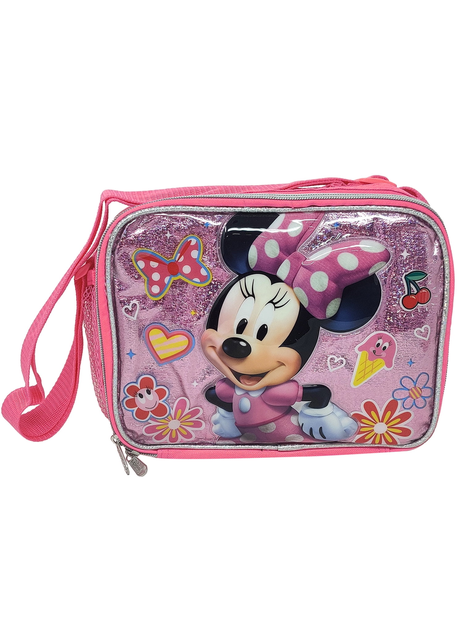 Minnie Mouse Insulated Lunch Bag I love Rainbows w/ Disney Girls Pink Sling Bag 