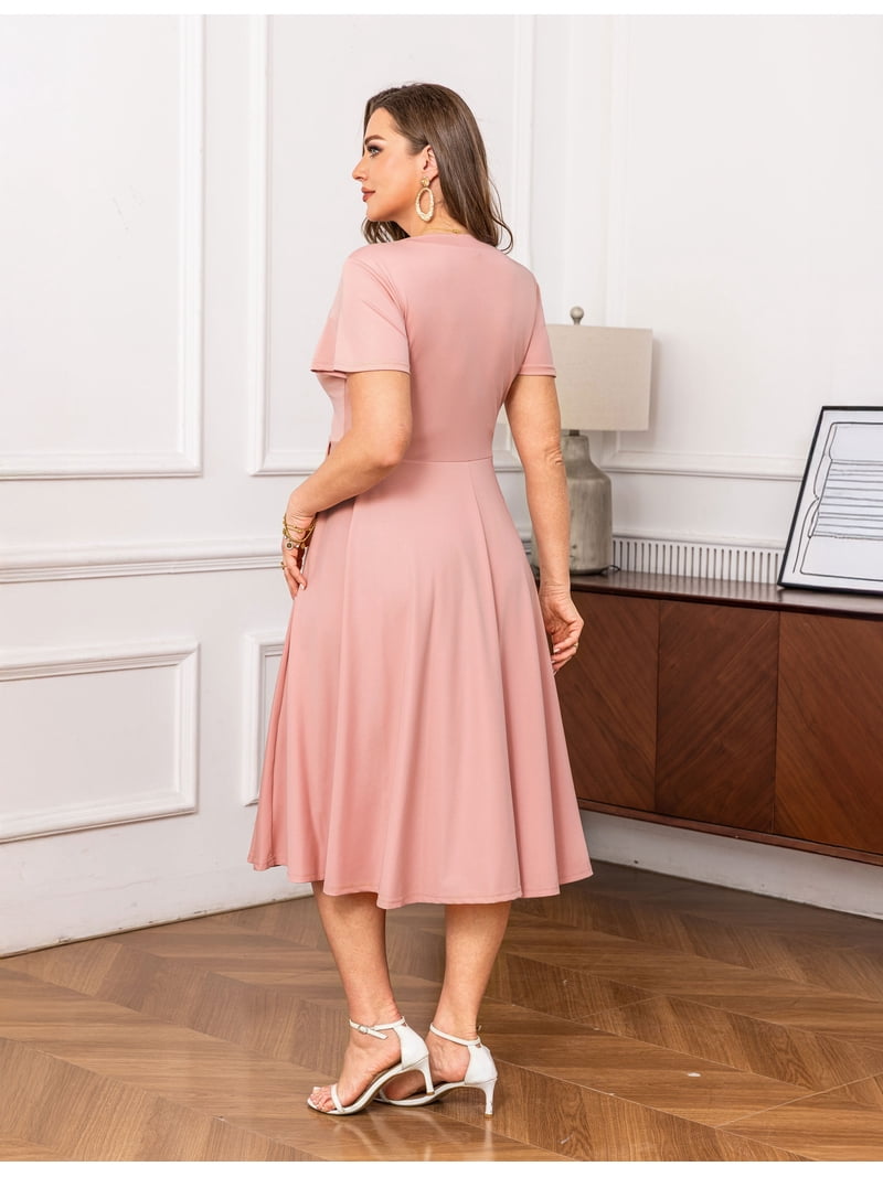 womens pink midi dress with sleeves Women's Pink Eyelet Midi Dress | Avara