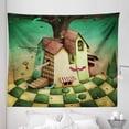thumbnail image 1 of Mural Tapestry, Conceptual Illustration for Wonderland House with a Girl Trapped Inside, Fabric Wall Hanging Decor for Bedroom Living Room Dorm, 5 Sizes, Multicolor, by Ambesonne, 1 of 1