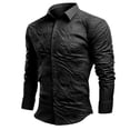 thumbnail image 1 of Camisas Hombre Manga Corta Camisa de manga larga con botones sueltos informales de estilo al libre con efectos visuales en 3D a la moda para hombres (Black, L), 1 of 2