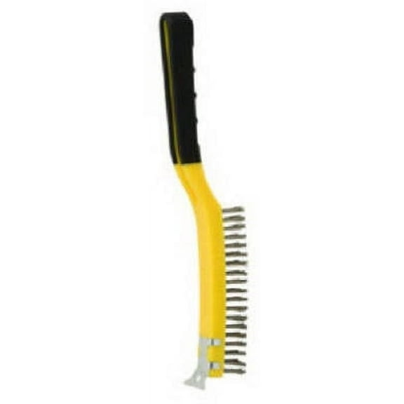 Hyde Wire Scrub Brush With Scraper - Stainless Steel Bristles - 1 Inch