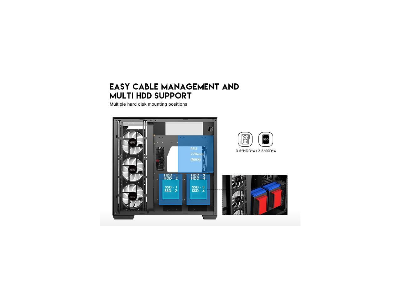 DIYPC ARGBDC800BK ATX Mid Tower Gaming Case and 5 ARGB Fans (Black)