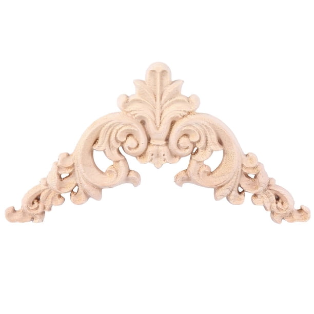 Aplique decorativo de esquina tallado en madera de roble sin pintar para muebles y decoración del hogar, 12,5 x 12,5 cm.