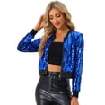 thumbnail image 1 of Disfraz de navidad Top de lentejuelas Allegra K chaqueta de bombardero Azul L, 1 of 6