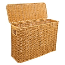 Mobestech Narrow Wicker Storage Basket, Light Brown, Plastic, for Organizing and Storing