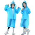 thumbnail image 3 of 2 Pack Raincoats for Kids, Reusable Rain Ponchos with Hood and Sleeves Rain Coats for Boys and Girls, 3 of 5