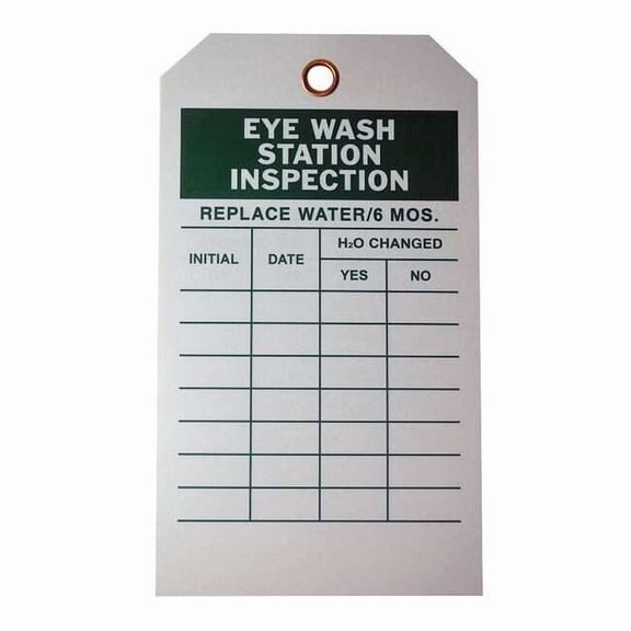 Tag, Eyewash, Polyester, 7 in H x 4 in W, White, Rectangle, 10 PK
