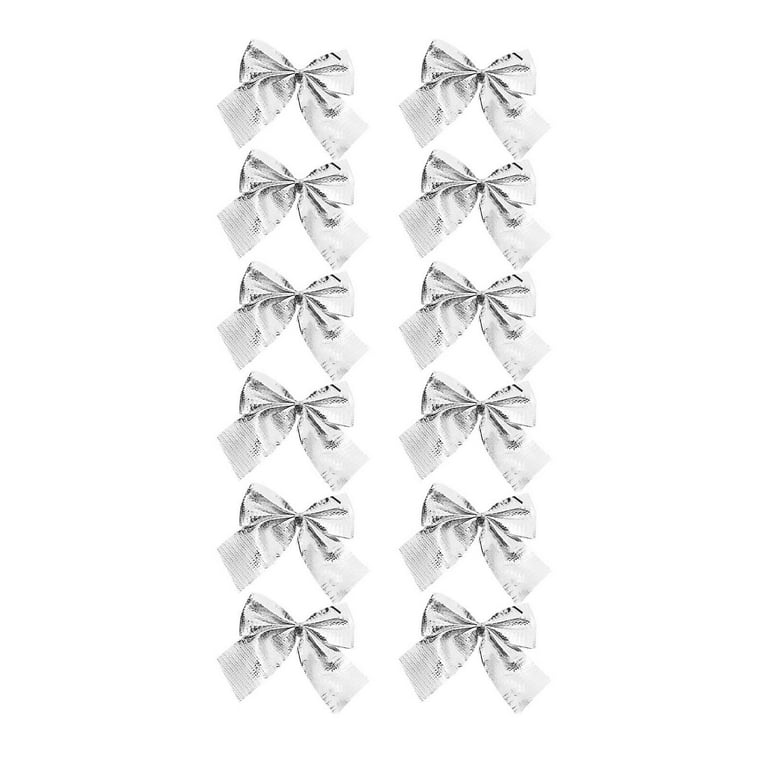  Warmtree Christmas Bows Festival Bowknot Christmas Tree  Decorations, Pack of 60 (Silver) : Home & Kitchen