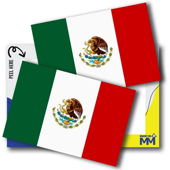Magnet Me Up Mexico Flag Adhesive Decal Sticker - 2 Pack 3x5 Inch - Made in USA