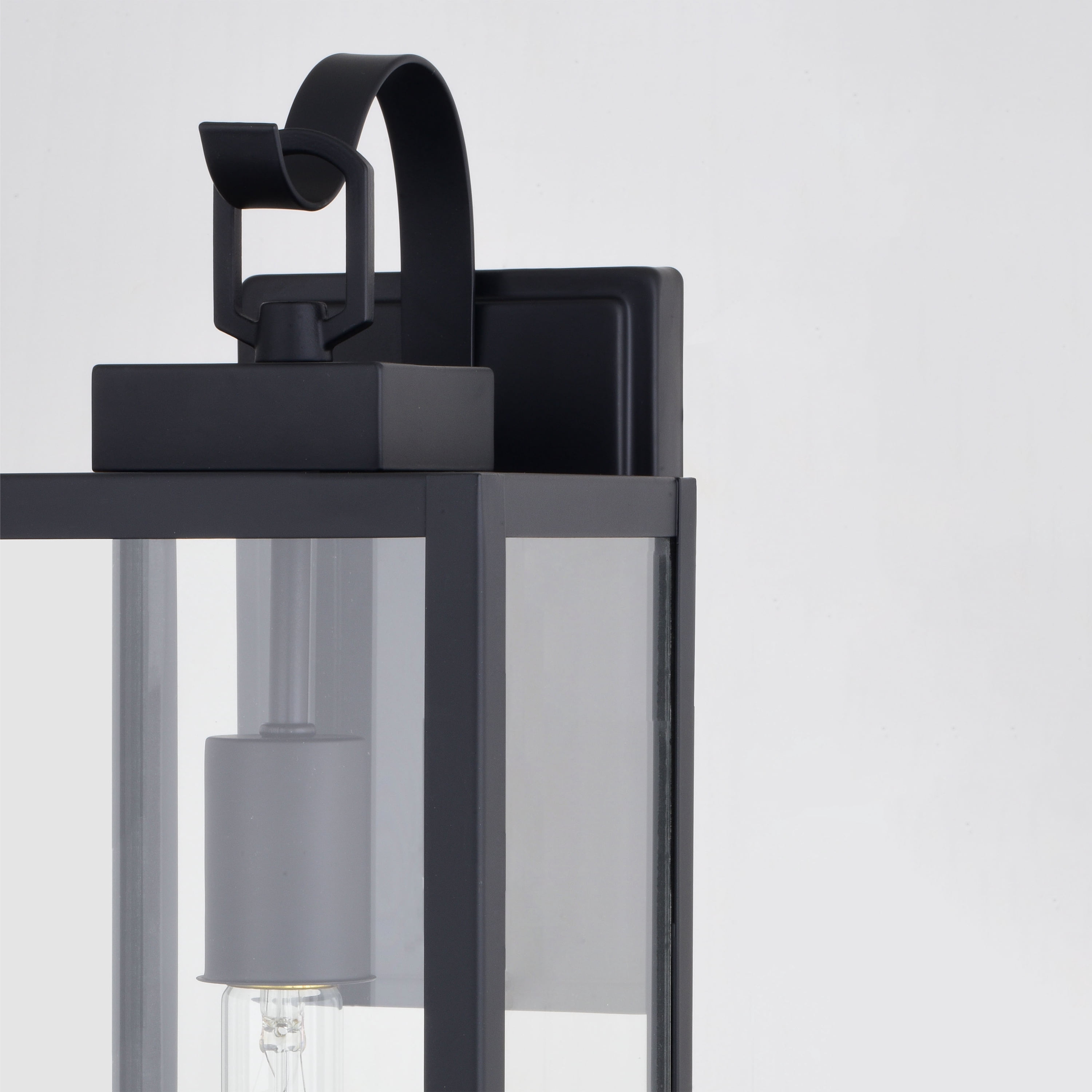 Clinton Steel 1 Light LED Compatible Matte Black Transitional Outdoor Wall Lantern Clear Glass