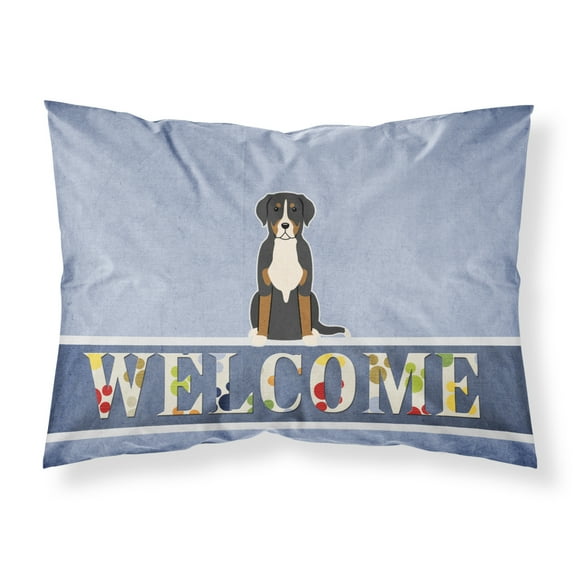 Carolines Treasures BB5618PILLOWCASE Greater Swiss Mountain Dog Welcome Fabric Standard Pillowcase Standard multicolor