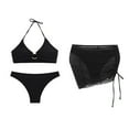 thumbnail image 1 of YDLCAFD Easter Women's 3 Piece Bathing Suits Halter Ring Bikini Set With Cover Up Skirt, 1 of 9