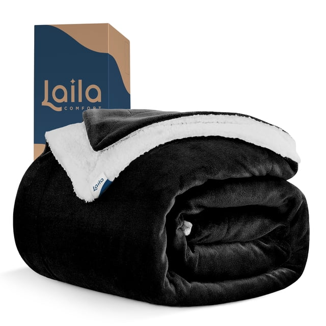 Cobija Cobertor Aborregado King Laila Comfort Frazada Ultra Suave 100% Microfibra de Poliéster Negro