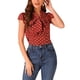 thumbnail image 1 of BLUSA DE MUJER INSPIRE CHIC Lunares con Lazo en el Cuello y Manga Rizada, Top para Trabajar, Talla L, Rojo, 1 of 5