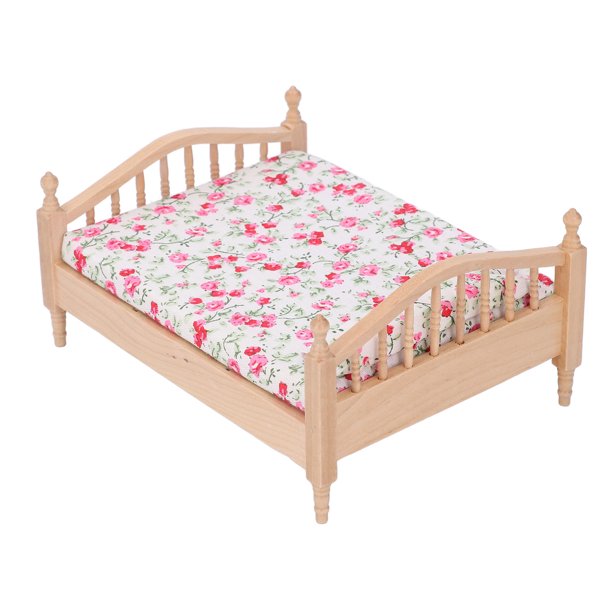 Cama De Casa De Muñecas En Miniatura, Elegante Cama En Miniatura Realista 1/12 Decorativa Para Decoración Del Hogar