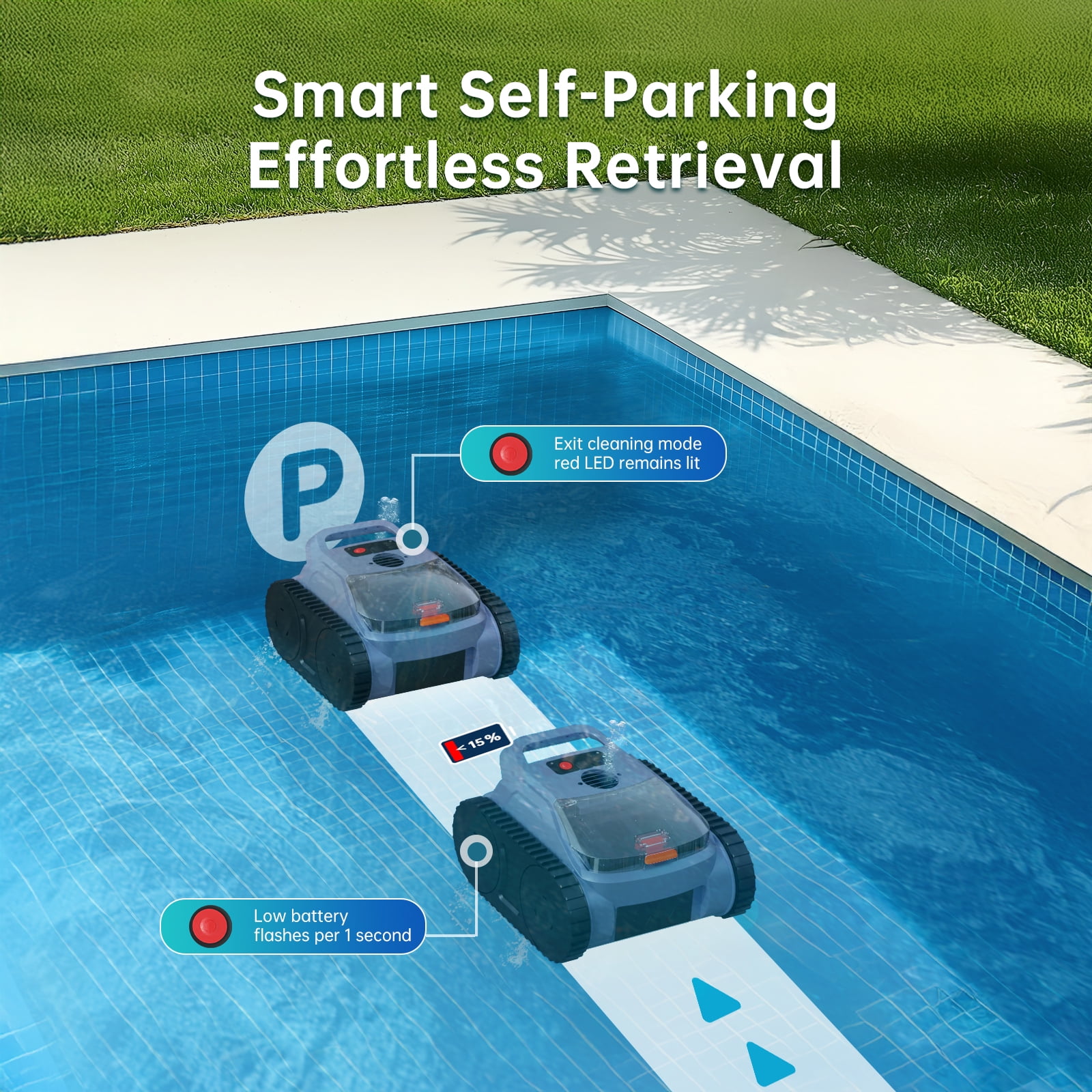 Cordless Robotic Pool Vacuum Pool Robot Cleaner with Wall Climbing for Inground Pool and Above Ground Pool