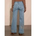 thumbnail image 4 of Women'S Wide Leg Jeans High Waisted Straight Leg Stretchy Denim Pants with Pockets Light Blue XL, 4 of 9
