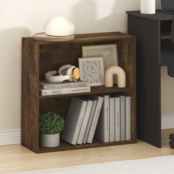 Furinno PASIR 2-Tier Open Shelves Bookcase. 9.5 x 24.6 x 23.7. Amber Pine