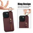 thumbnail image 5 of Cutyskin for iPhone 15 Plus Wallet Case【RFID Blocking】 with Card Holder Cash Pocket Zipper Bills Slot, Soft PU Leather Magnetic Back Folio Kickstand, Finger Ring Holder Hook Phone Case, Jujube Red, 5 of 9