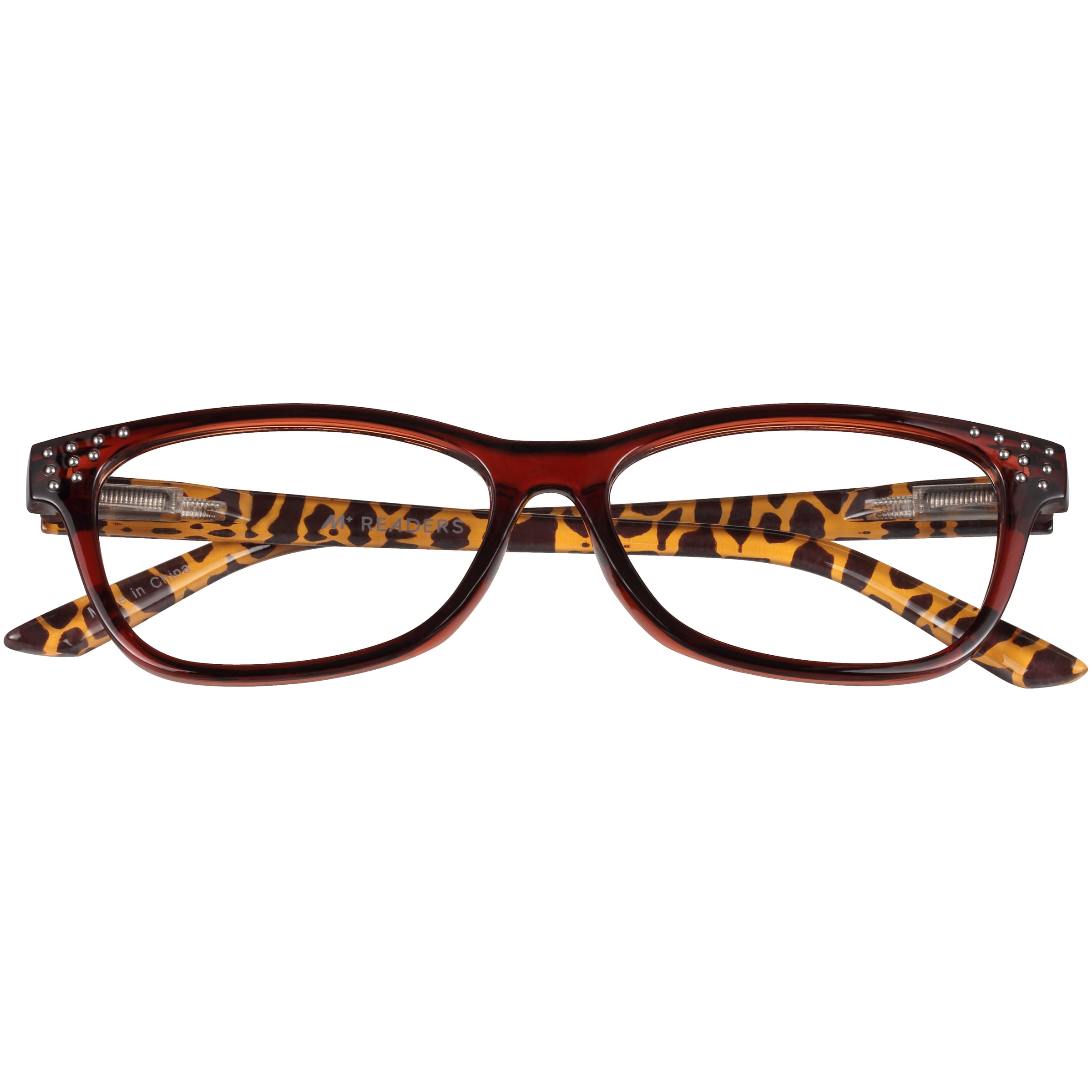 M Readers Women's Joan +1.25 Rectangle Reading Glasses with Case, Brown