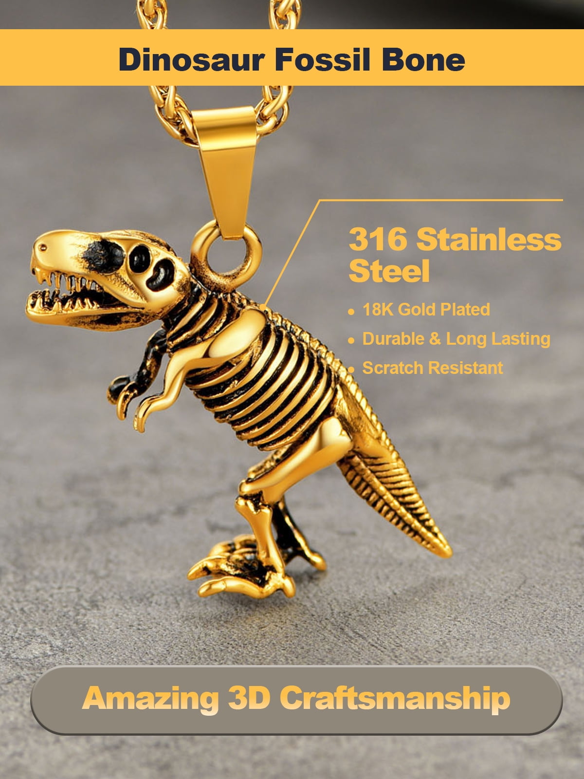 U7 Men Punk Shark Silver Pendant Animal Jewelry with Stainless