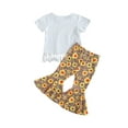 thumbnail image 2 of Kiapeise Toddler Girls Short Sleeve Tassel T-Shirt + Flower Print Flared Pants, 2 of 6
