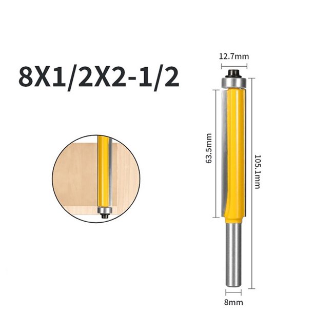 8mm Shank Flush Trim Top Bearing Long Router Bit Woodworing Milling Cutter