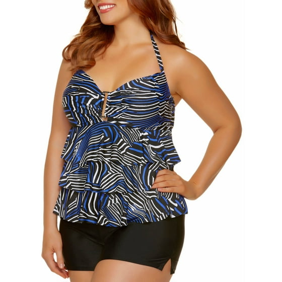 Collections by Catalina Women's Plus-SIze Tiered Ruffle Tankini ...
