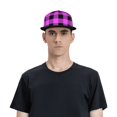 thumbnail image 5 of Hirioo Purple Black Buffalo Plaid for Baseball Cap Men Cap Flat Brim for Men Women Teens Adjustable Baseball Cap, 5 of 7