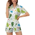 thumbnail image 2 of HPINK-T Women Pajamas Sets Short Sleeve Sleepwear, Soft Satin Button Down Lounge Wear Set 2 Piece Pjs Shorts Set XS-2XL, 2 of 12