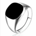 thumbnail image 6 of K-KED Men Big Square Solid Polished Alloy Metal Finger Band Biker Signet Ring Jewelry-Silver-11, 6 of 9