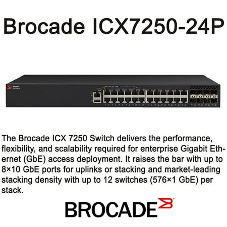 brocade switch gigabit sfp poe icx 24p 360w stackable 8x port