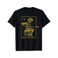 thumbnail image 1 of T Shirt Dance and Calligraphy Pattern Black Casual Crew Neck with Guitar Skeleton Design, 1 of 5