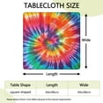 thumbnail image 2 of Colorful Rainbow Tie Dye Spiral Pattern Square Fitted Tablecloth with Elastic Edge,Square Table Cover,Washable Elastic Table Cover for Home Kitchen Party Decor 34"x34", 2 of 6