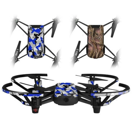 Image of Skin Decal Wrap 2 Pack for DJI Ryze Tello Drone Sexy Girl Silhouette Camo Blue DRONE NOT INCLUDED