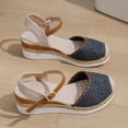 thumbnail image 7 of Women's Orthopedic Platform Wedge Sandals with Ankle Strap Summer Dressy 2026 Boho Espadrille Sandals for Beach Travel Blue 9.5, 7 of 7