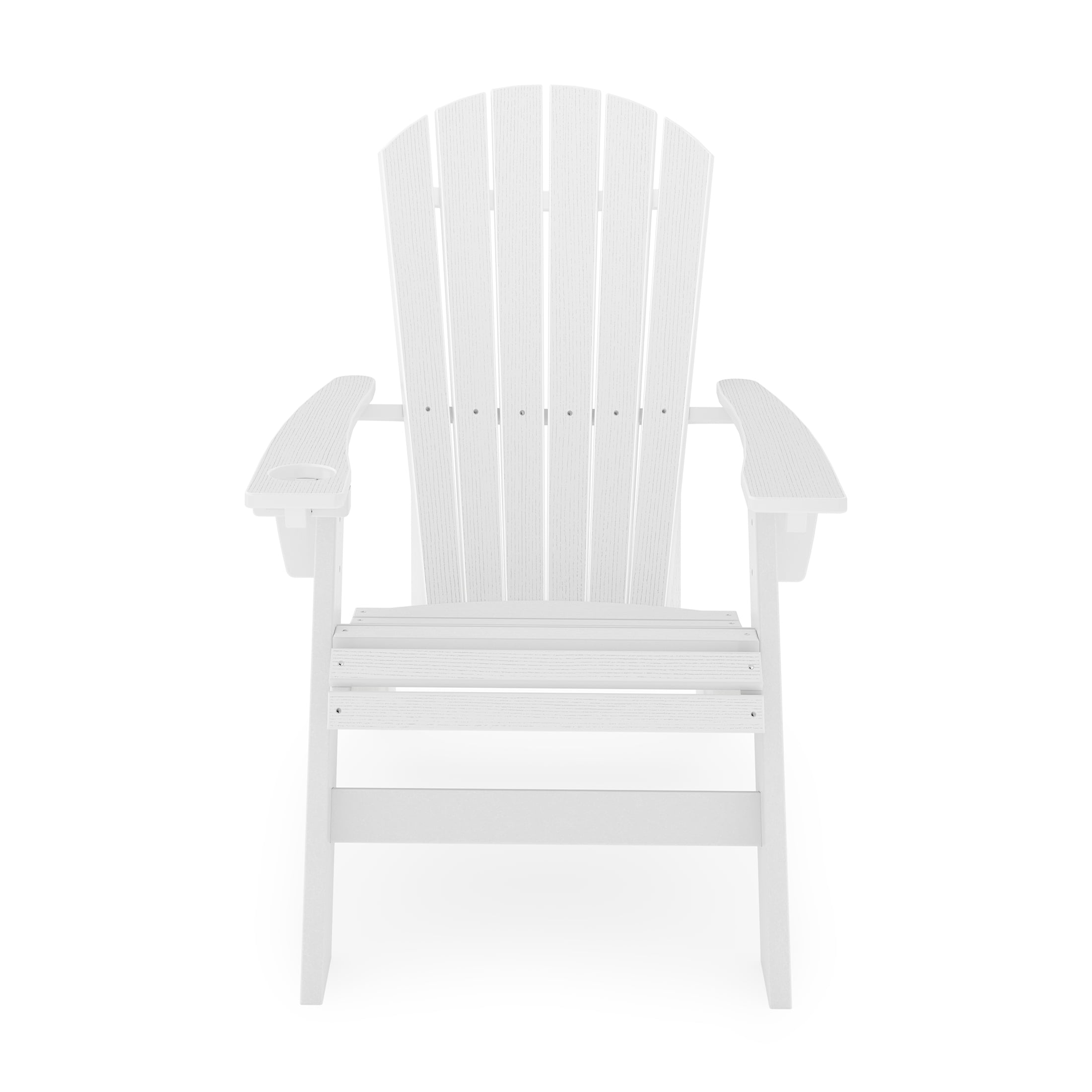 JERFIT White Adirondack Chair with Cup Holder, Heavy-Duty HDPE Outdoor Lounge Chair for Patio, Poolside, Garden, Deck, Weather Resistant & Comfortable