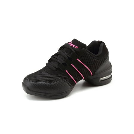 

SIMANLAN Womens Girls Dancing Sneakers Breathable Jazz Dance Shoes Casual Athletic Walking Shoes Black Pink 7