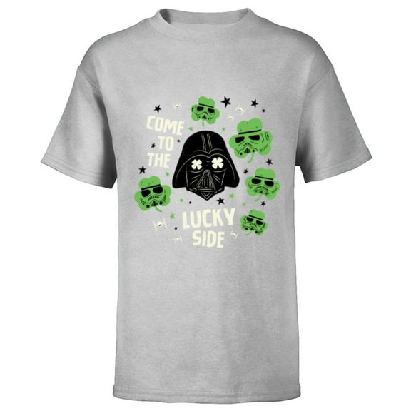 Star Wars Darth Vader The Lucky Side St. Patrick’s Day - Short Sleeve T-Shirt for Kids - Customized-Athletic Heather
