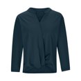 thumbnail image 5 of HAiming Plus Size Shirts for Women Solid Color V Neck Long Sleeve Tunic Tops Loose Casual Pullover Elegant Blouse, 5 of 6