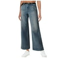thumbnail image 3 of vigerkar Women Straight Wide Leg Jeans Retro Low Waisted Button Fly Stretchy Denim Pants Casual Long Trousers Blue, S, 3 of 6