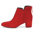 thumbnail image 3 of YDN Women Classic Round Closed Toe Chelsea Ankle Boots Block Low Heel Back Zipper Booties Winter Dressy Shoes Size 15 Red, 3 of 5