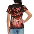 Halloween Shirts for Women, Halloween Happy Ghost Pink Womens Short