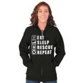 thumbnail image 4 of Eat Sleep Rescue Repeat Firefighter Unisex Fleece Graphic Zip Up Hoodie Brisco Brands 2X, 4 of 5