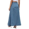 thumbnail image 3 of INSPIRE CHIC Women's Denim Maxi Skirts High Waisted Western Outfits Flared Long Jean Skirt M Blue, 3 of 6