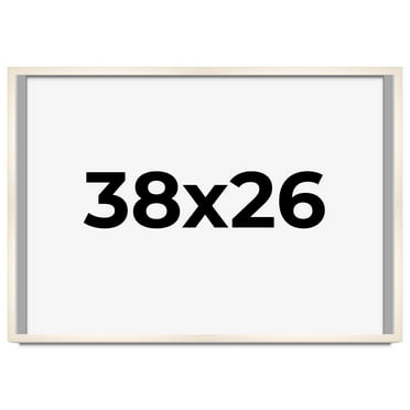 38x26 Frame White Wash Solid Wood Picture Frame | 0.8125 Inch Moulding Width | Includes UV Acrylic