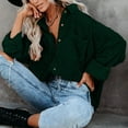 thumbnail image 4 of Zedker Casual Women's Corduroy Fashion Pits Striped Lapel Collar Long Sleeve Jackets with Chest Pocket, Comfy Loose Breathable Fall Clothes,Green,L, 4 of 5