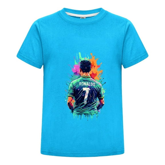 Youth CR7 T-Shirt for Boys Girls | Cristiano Ronaldo Fan Gear | Short Sleeve Shirt