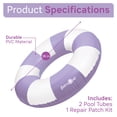 thumbnail image 5 of Sun's Out 36-Inch Purple Cabana Print Inflatable Pool Tubes 2-Pack for Ages 14+, 5 of 5