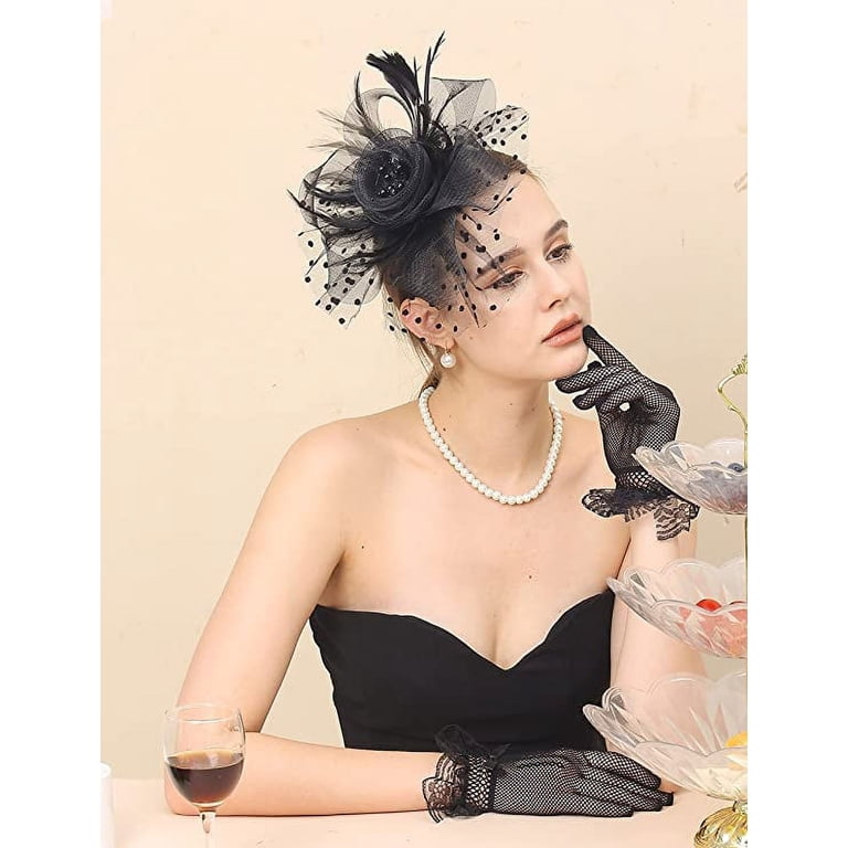 8-Piece Derby Hat Set with Clip, Floral Mesh Fascinators for Special Occasions 8 Piece Fascinator Hat Set Derby Tea Party Headpieces with  main image 4